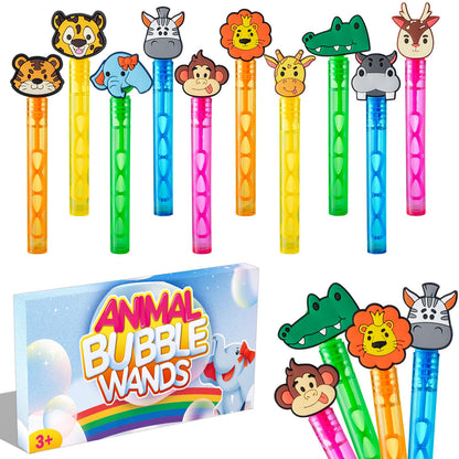 WHALEISLAND 20PCS Safari Animal Bubble Wands, Jungle Party Favors for Kids