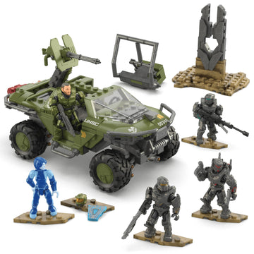 MEGA Halo the Series Vehicle Building Toys Set, FLEETCOM Warthog ATV with 469 Pieces, 5 Micro Action Figures, Poseable Articulation, Kids and Fans