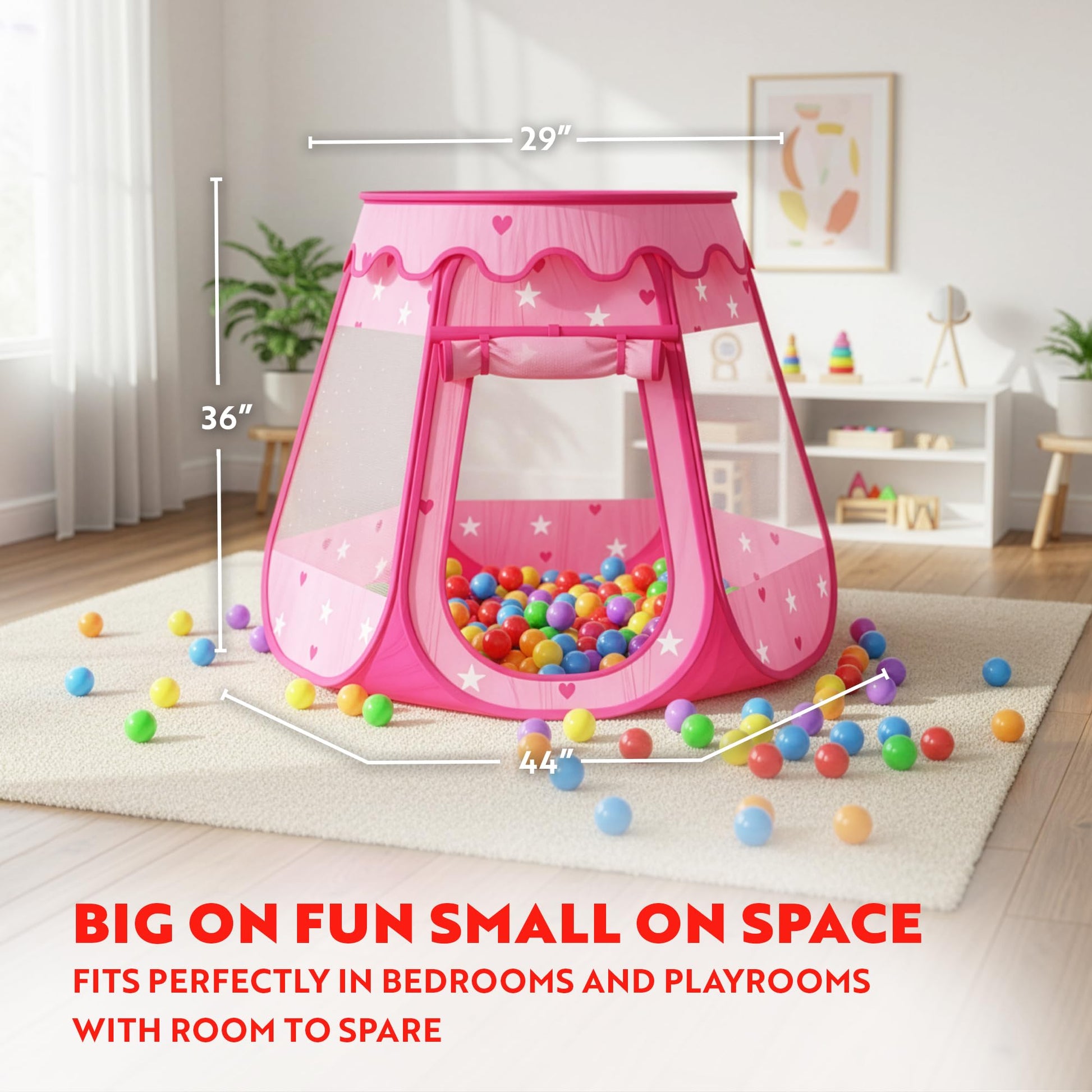 Playz Baby Ball Pit with Balls Included, Pink Ball Pit for Toddlers