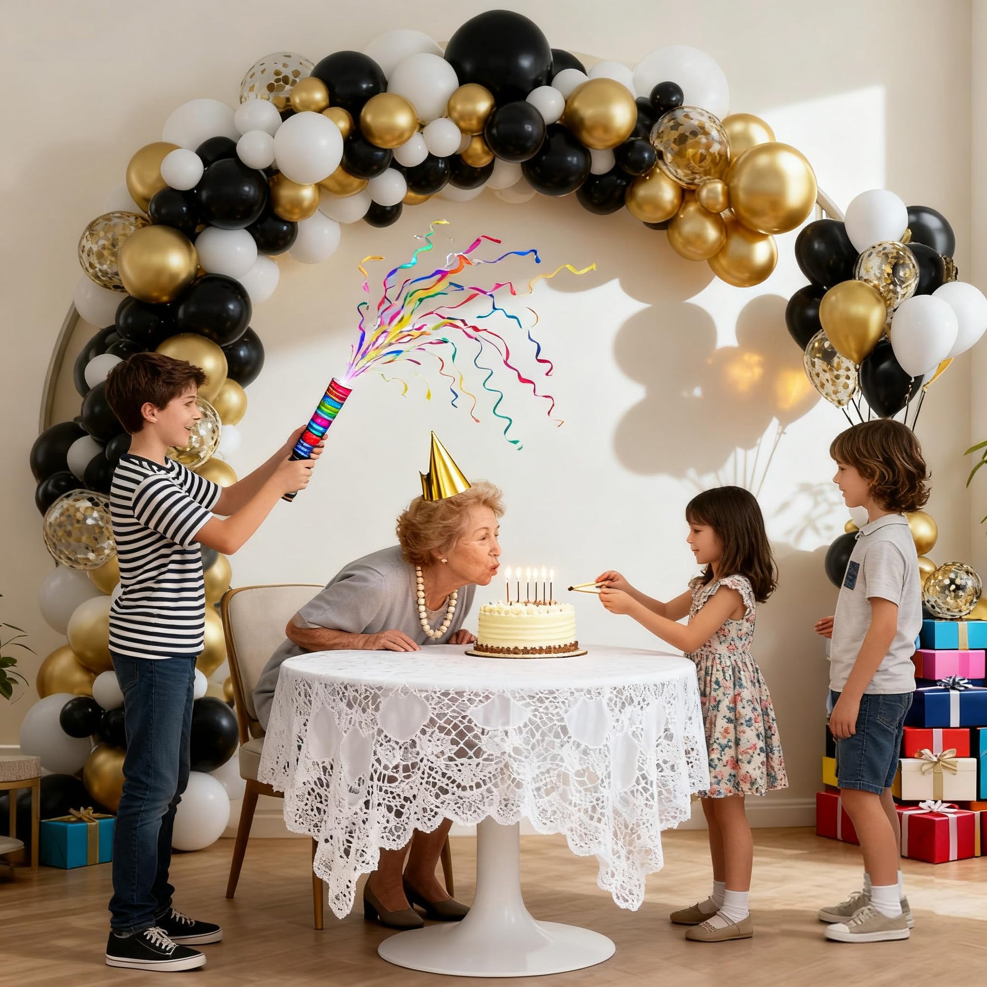 Black Gold White Balloon Arch Kit,137 Pcs Balloon Garland Kit Confetti Metallic with Balloons Tape for Wedding, Birthday,Graduation,New Years,Special
