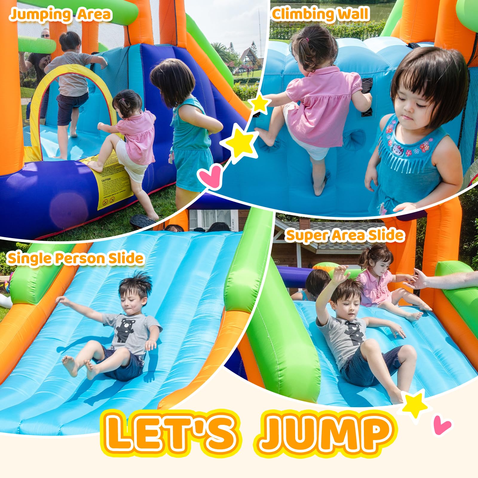 AirMyFun Inflatable Bounce House with Silde for Kids,Inflatable Bouncy House for Kids Outdoor, Toddle Bounce House with Blower for Backyard