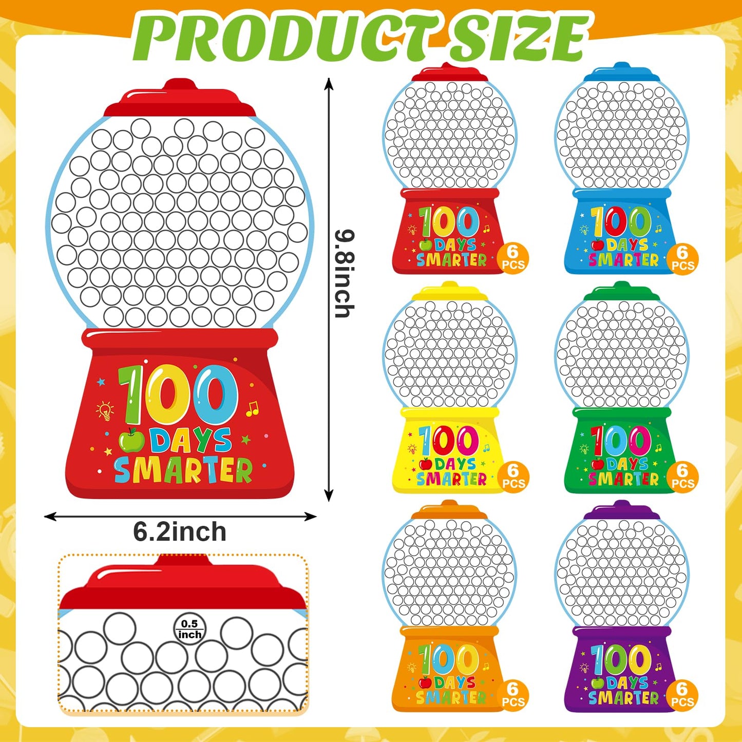 36Pcs 100th Day of School Gumball Machine Paper Crafts,100 Days Smarter Cutouts for 100 Days of School Celebration Party Supplies Classroom Activities