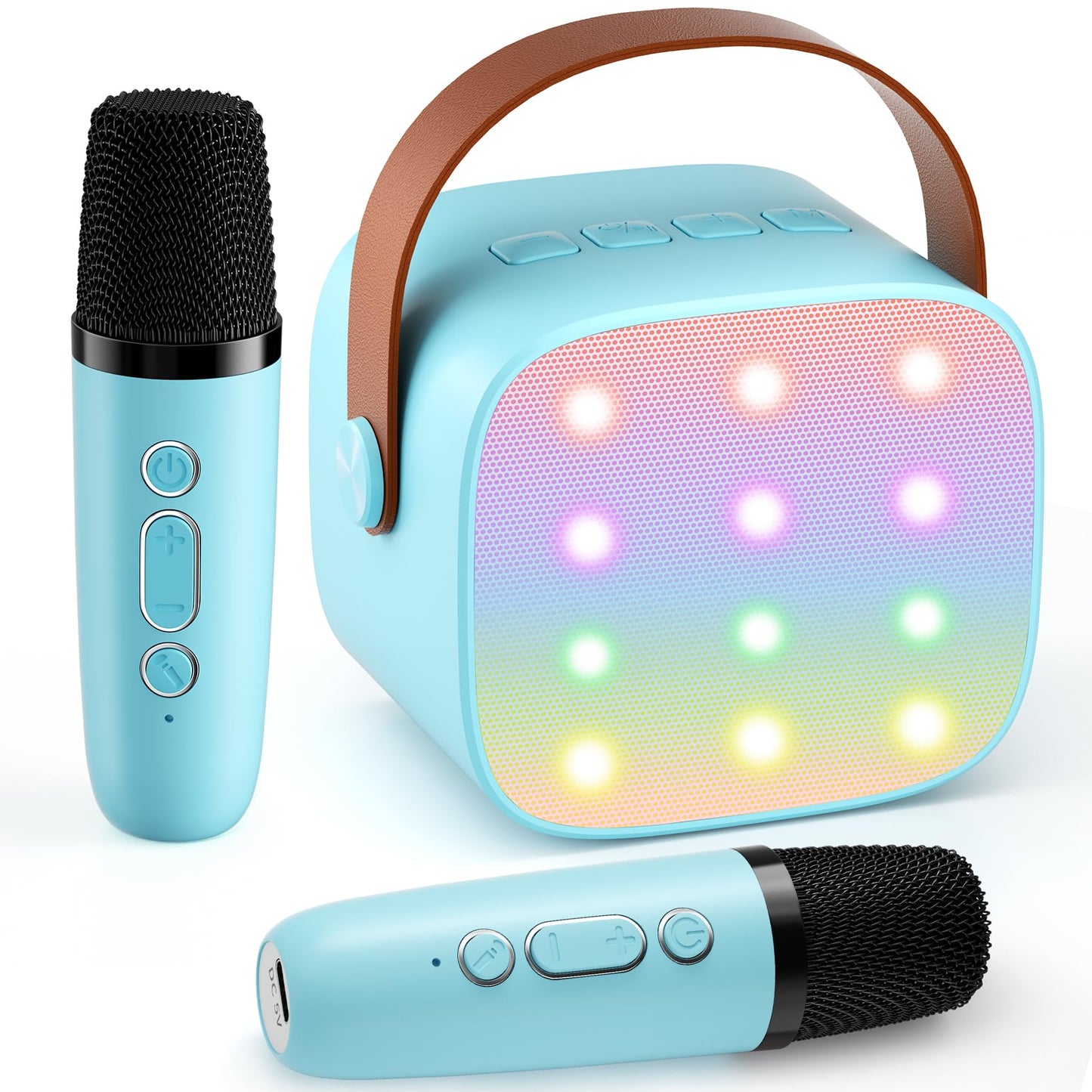 Mini Karaoke Machine with 2 Wireless Microphones, 2026 TOP Kids Portable Bluetooth Karaoke Machine for 3, 4, 5, 6, 7, 8, 9,10,11,12+Year Old