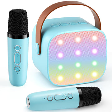 Mini Karaoke Machine with 2 Wireless Microphones, 2026 TOP Kids Portable Bluetooth Karaoke Machine for 3, 4, 5, 6, 7, 8, 9,10,11,12+Year Old