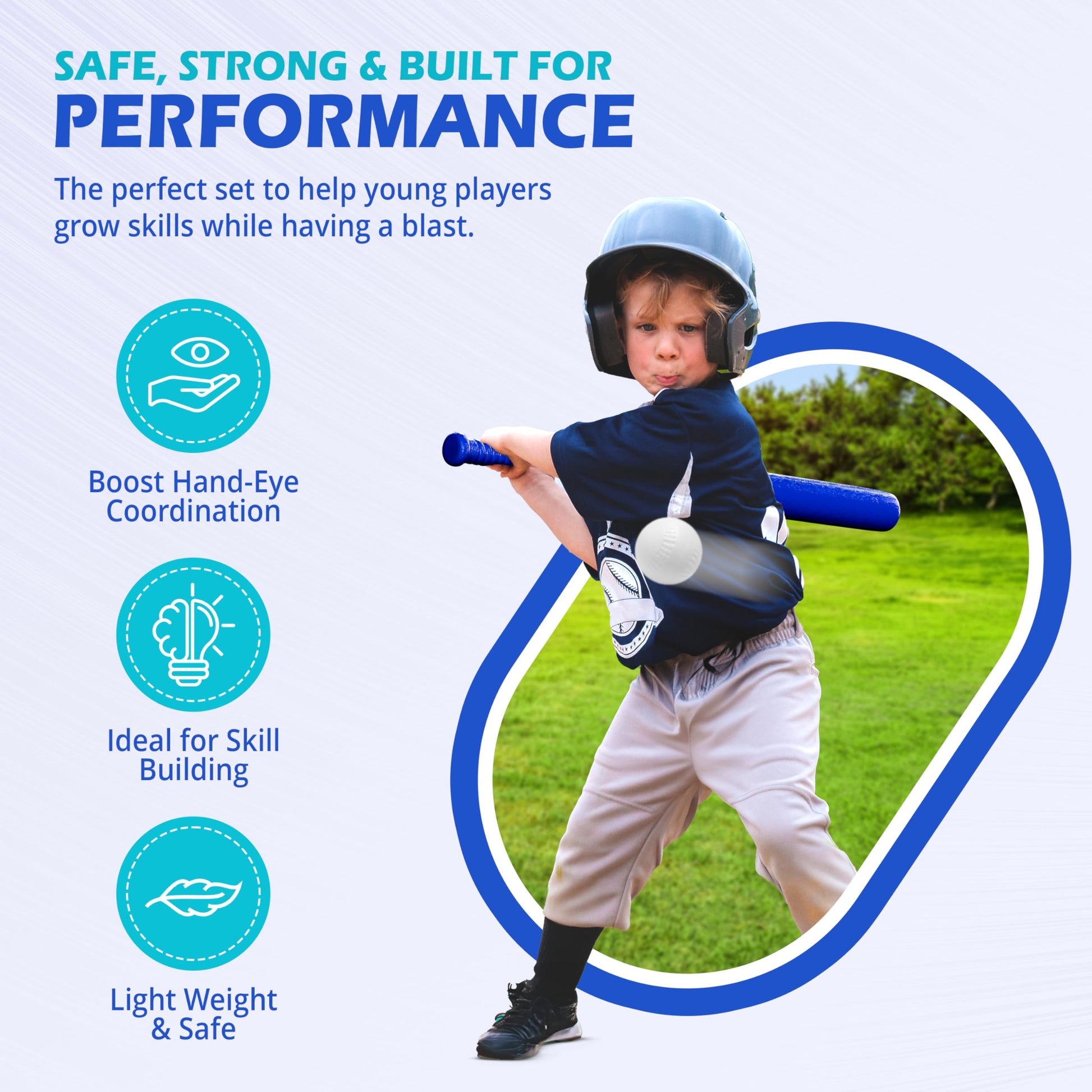 Plastic Baseball Bat and Ball Set for Kids, 2 Bats, 6 Balls, 32 Inch