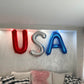 Dream Decor USA Balloon Letters - 40 Inch Patriotic Foil Letter Balloons (U Red, S Silver, A Blue) with Ribbon & Inflation Straw - 4th of July