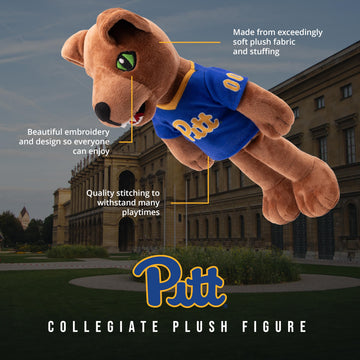 Playtime by Eimmie 14" Pitt Panther Plush Doll - Soft Rag Doll Mascot for College Football Fans, Sports-Themed Plush Figure for Kids, Toddlers