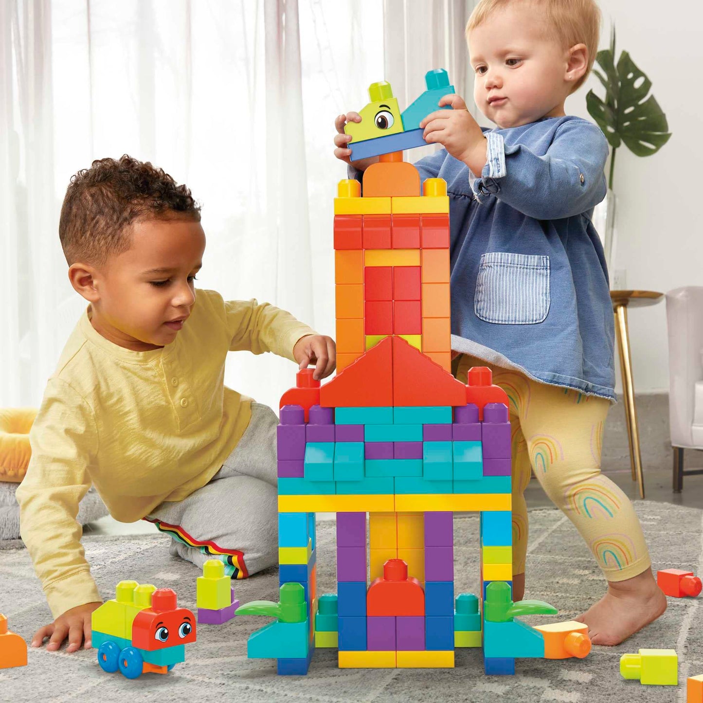 MEGA BLOKS Bigger Building Bag Building Set with 150 Big and Colorful Building Blocks, and 1 Storage Bag, Toy Gift Set for Ages 1 and up