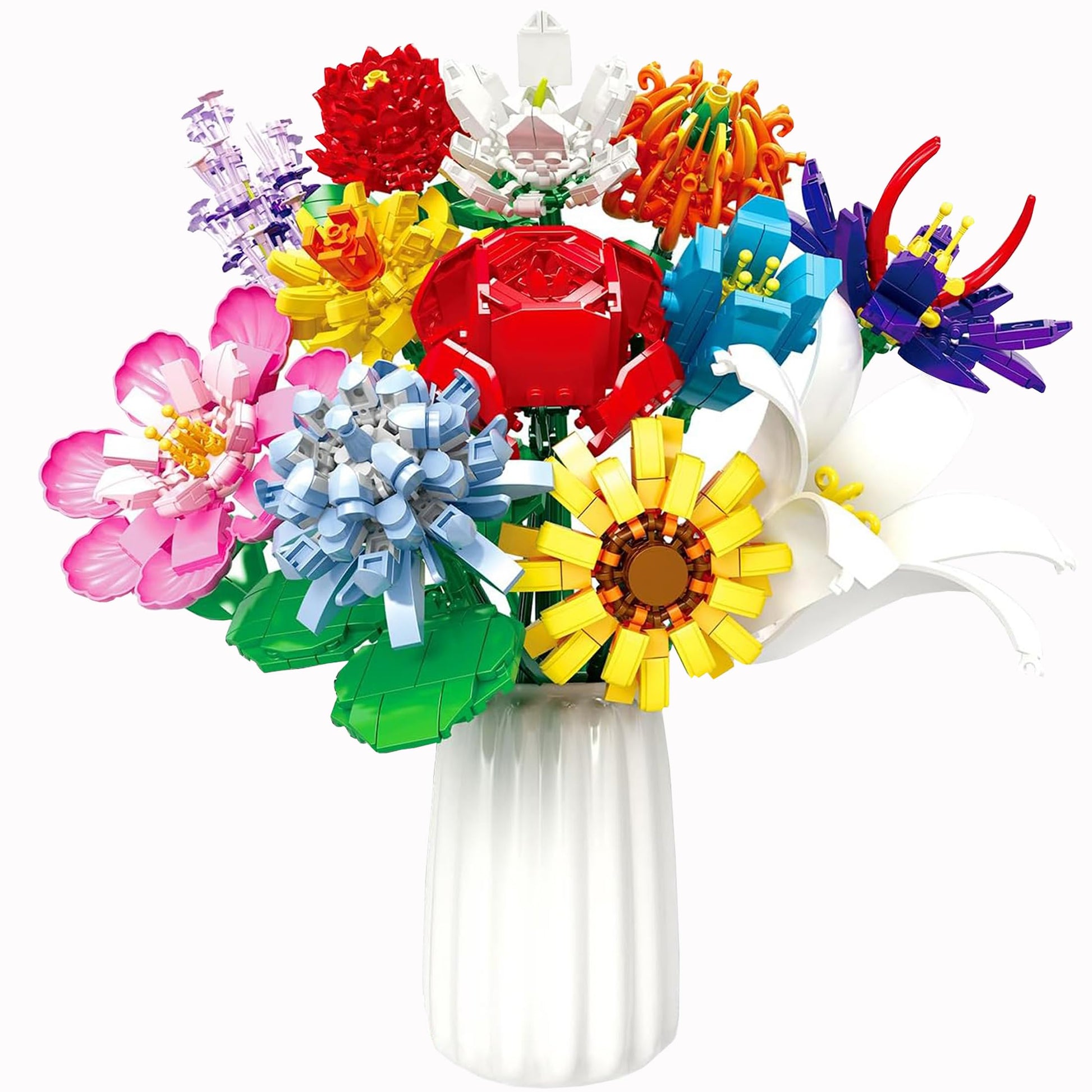 EMANNON Flowers Bouquet Building Set, 12 Artificial Flowers 1064 PCS Bricks Blocks Toy for Adults, Botanical Collection Gift for Mother's Day