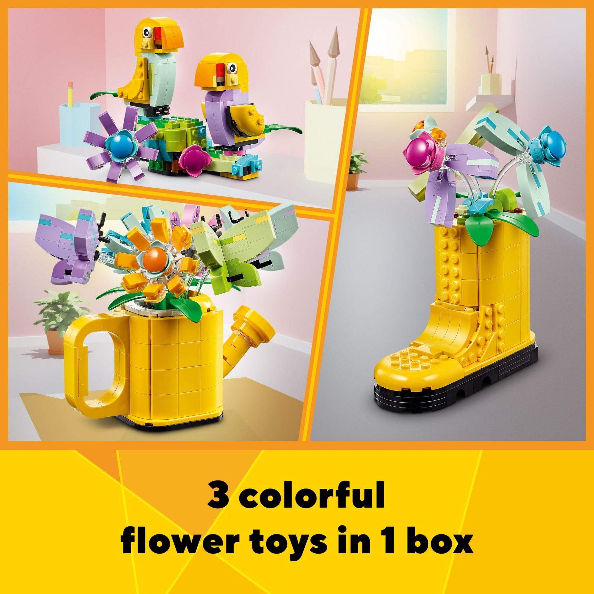 LEGO Creator 3 in 1 Flowers in Watering Can Building Toy - Fun, Creative Activity for Kids, Girls and Boys, Ages 8+ - Gift for Birthdays - Building