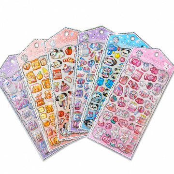 SHANGRLA Kawaii 3D Cute Puffy Stickers for Adults Teens, Small Sparkly Resin Animal Sticker for Phone Case Digital Camera Decor, Scrapbook Supplies,6