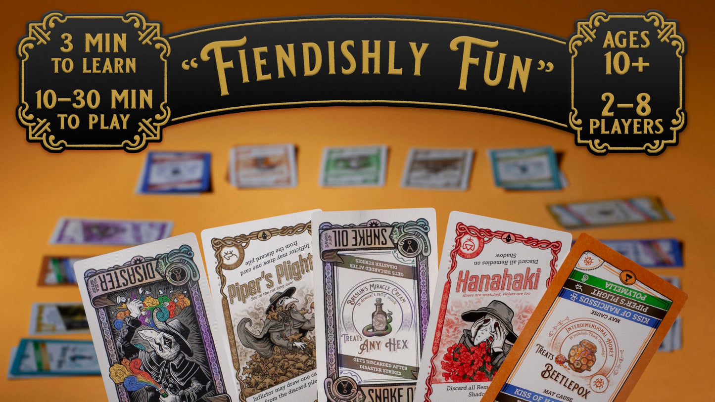 Hex Effects by Pillbox Games | A Fast-Paced Card Game with Potions and disasters | Ages 10+ | 2-8 Players | 10-30 Minute Playing Time | Easy-to-Learn