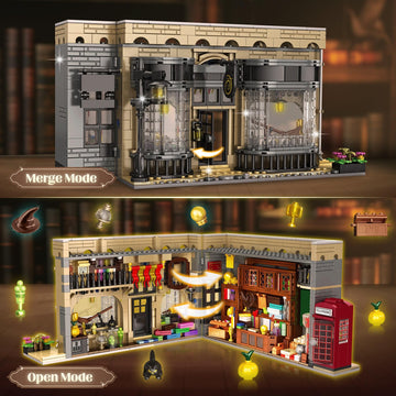 ROKAFU Magic Shop Building Block Set, Magic Shop Building Kit Playset, Wizard Shop Building Set 2-in-1 Playset, Xmas Gift for Ages 12 +, Wizard Gift