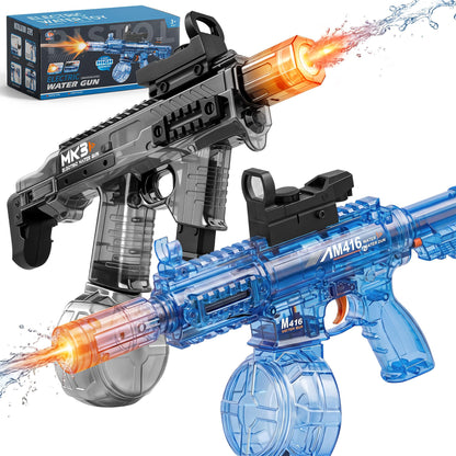 2 Pack Electric Water Guns for Adults, Squirt Guns for Kids with Light Up and Large Capacity, Powerful Water Gun Up to 28-32FT Range for Summer