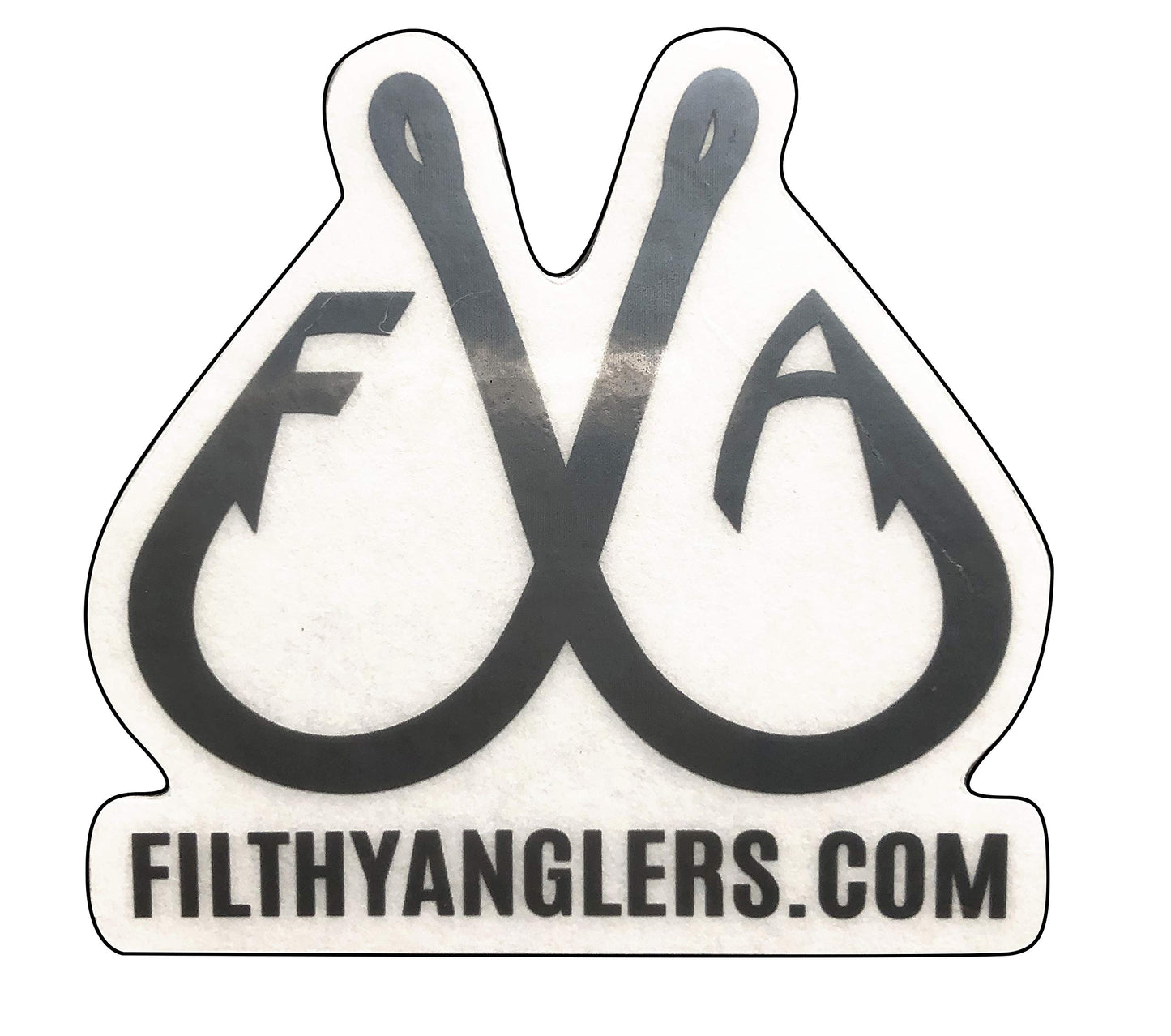 Filthy Anglers Double Hooks Decals Stickers (12in, Silver)