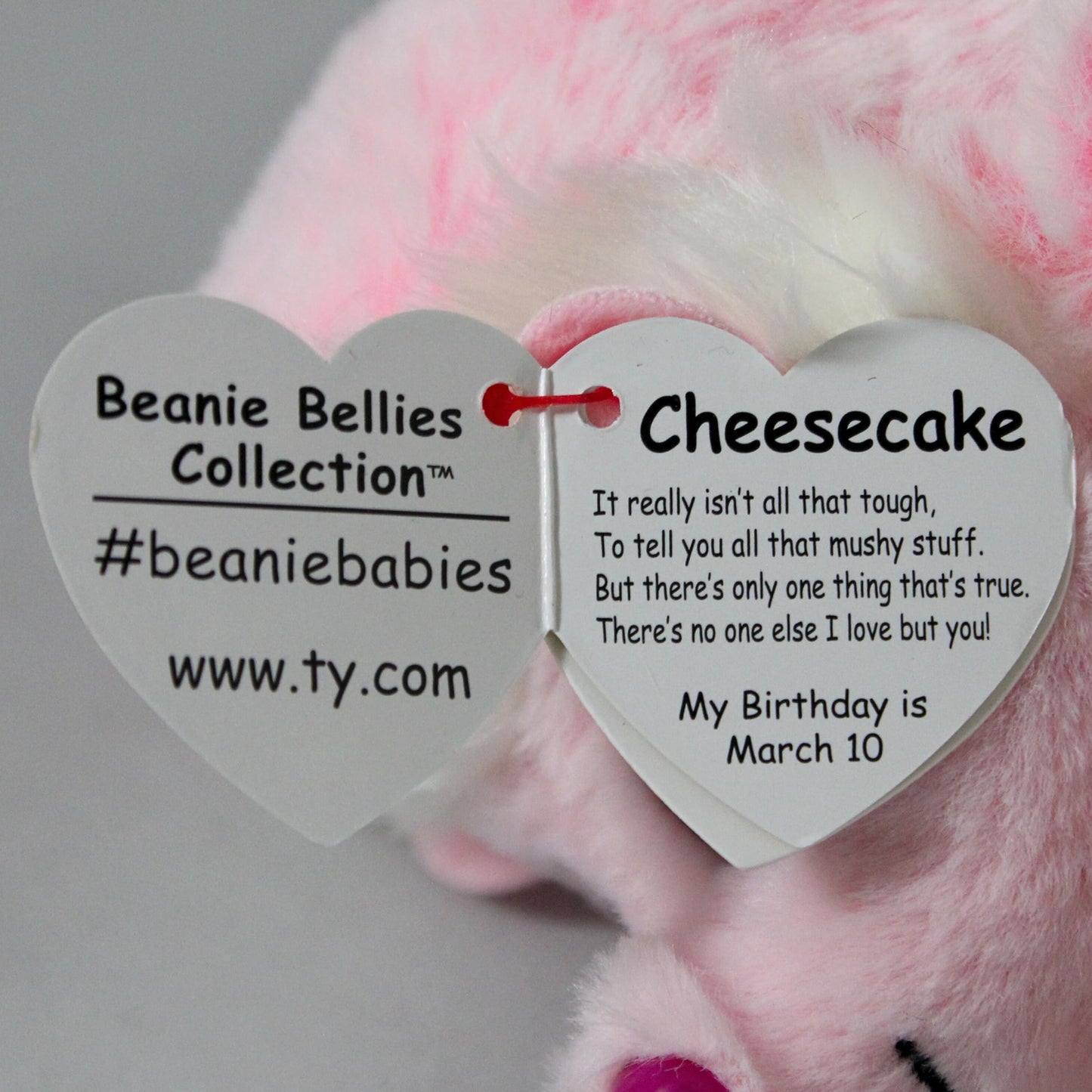 Ty Beanie Bellies Cheesecake The Pink Valentine Hedgehog - 6"