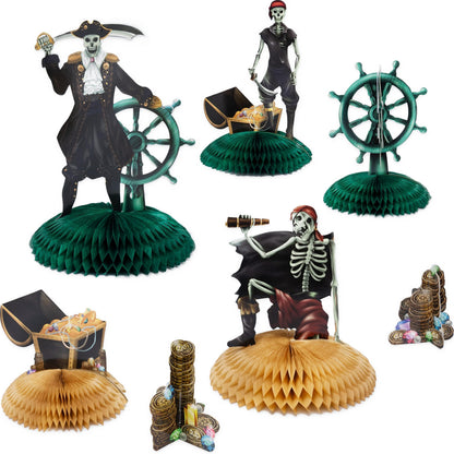 Cheerland Pirate Decorations Halloween Pirate Party Decoration Skull Centerpiece Table Decor Pirate Theme Birthday Decorations for Boy Skeleton Pirate