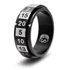 CritSuccess d20 Dice Ring with 20 Sided Die Spinner (Size 16 - Stainless Steel - Black)