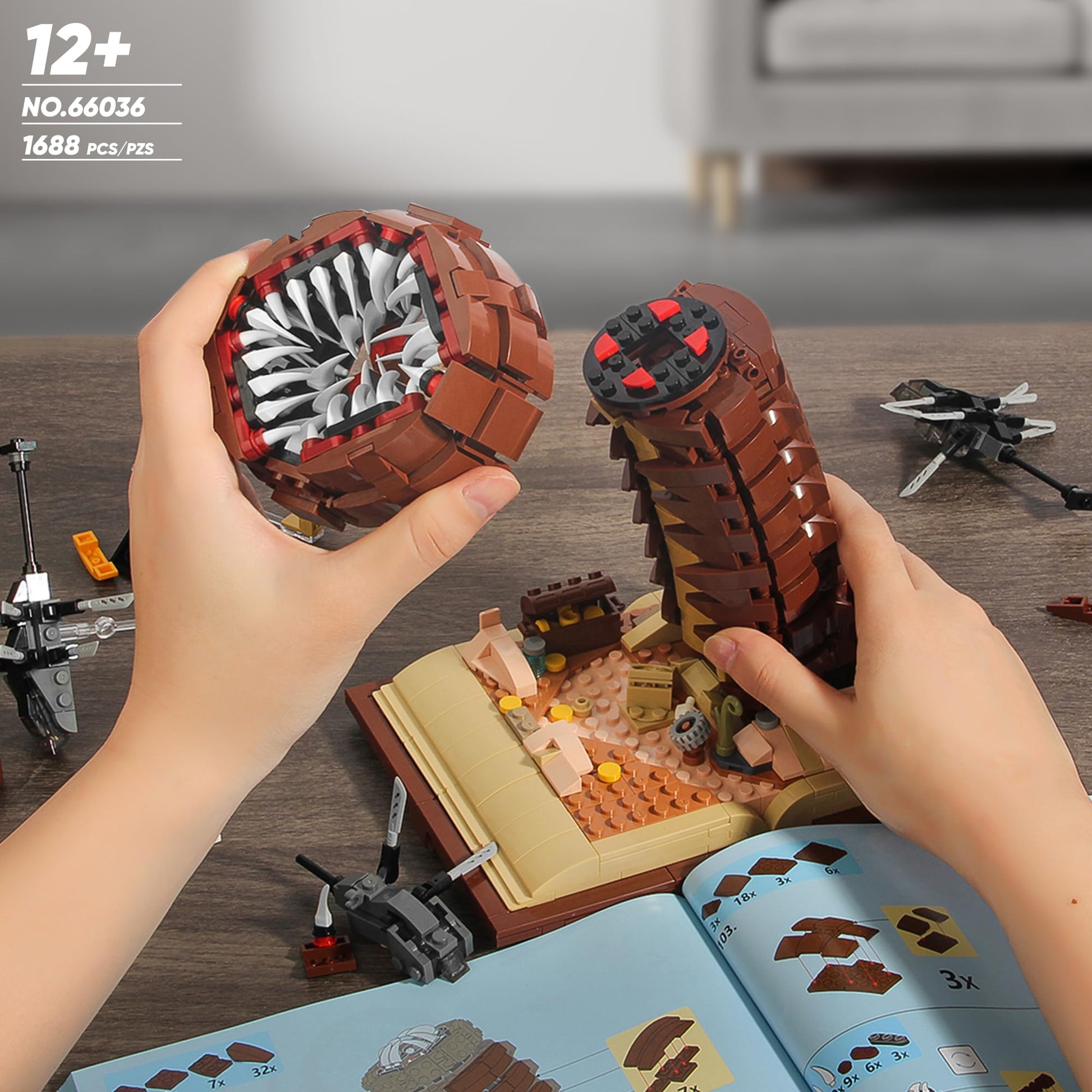 Sandworm Building Blocks Set for Boy 8-12, Comes with Suspended Ornithopter Building Blocks Toy, Creative Building Blocks Adult Gift Idea for Movie