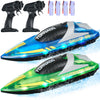 VEVOR RC Boat for Kids, 2Pack Remote Control Boat for Pools & Lakes, Racing Boat with LED Light & 4 Rechargeable Batteries, Whole Body Waterproof
