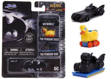 Jada DC Comics 1989 Batman 1.65" Nano 3-Pack Die-cast Cars, Toys for Kids and Adults