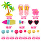 18 PCS Beach Cake Topper Summer Hawaiian Cake Decorations with Slipper and Sunglasses Clay for Swimming Pool Aloha
