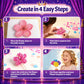 RGIMRTO Poke Art Craft Kit for Kids, 2-in-1 7 Princess +10 Flowers Craft Set with Display Board, Mess Free Craft Activity Birthday Gift for Girls Ages
