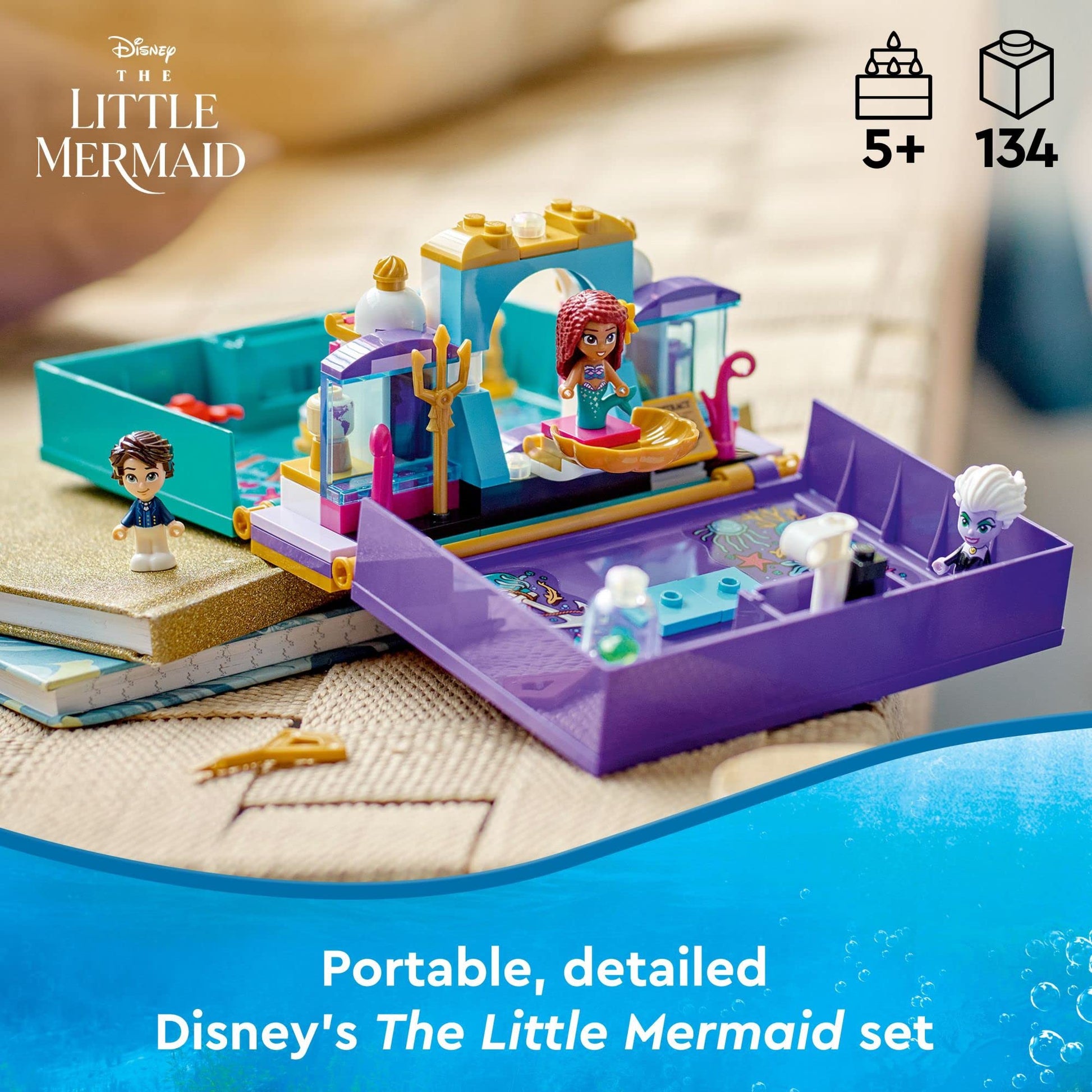 LEGO Disney The Little Mermaid Story Book 43213 Fun Playset with Ariel, Prince Eric, and Ursula Micro-Doll, Disney Princess Toy, Birthday Present