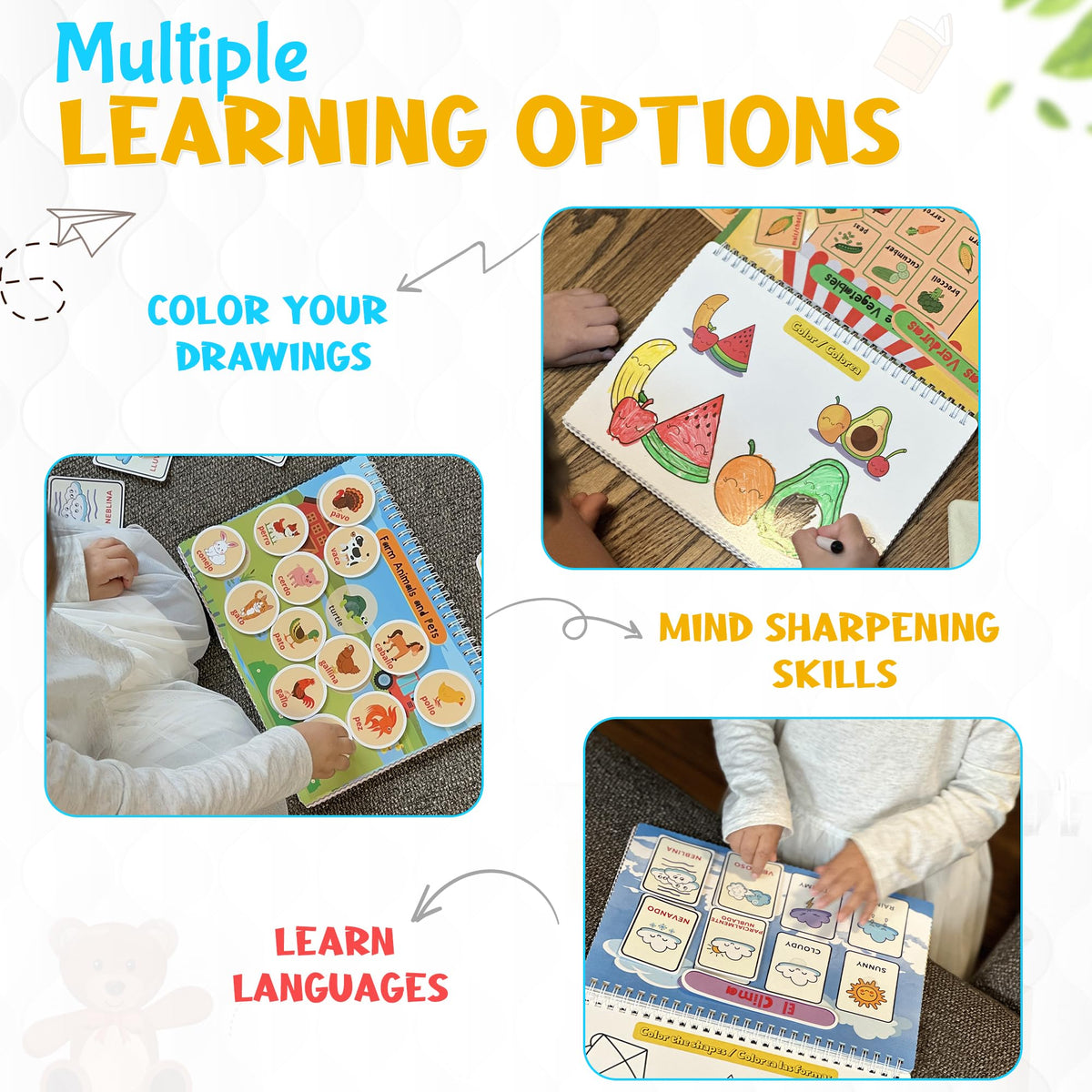 Little Charlie Lu Busy Book for Toddlers 3 and Up - Preschool Learning Activities Bilingual Book in Spanish and English with 32 Activities
