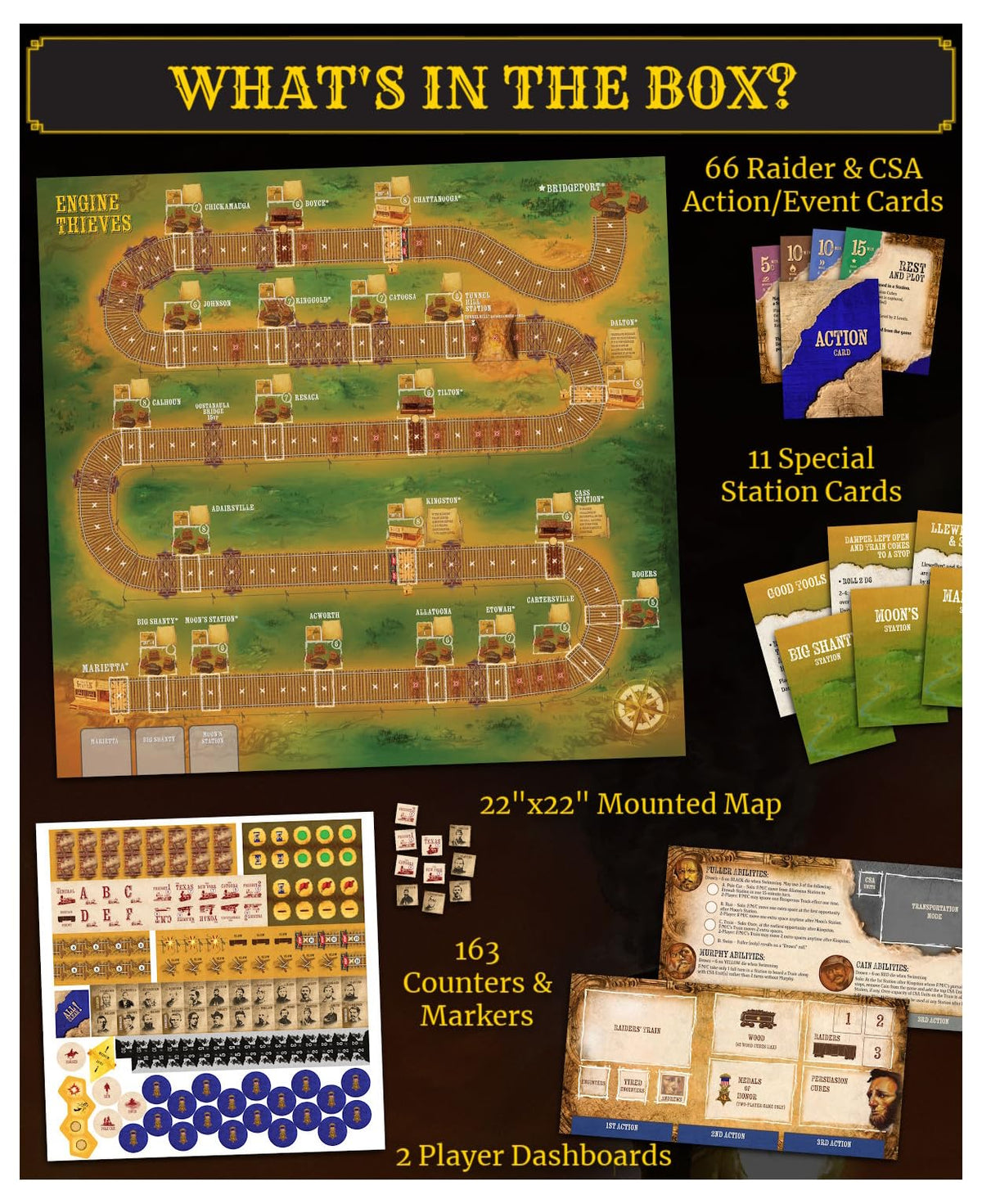 Compass Games Engine Thieves: The Great Locomotive Chase Board Game, for Adults 18+