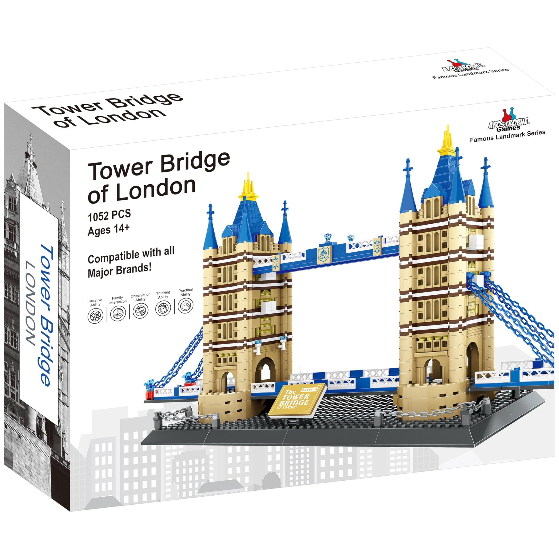 Apostrophe Games Tower Bridge Building Block Set - 1,052 Pieces London Tower Bridge Model Building Blocks for Adults and Kids - Architecture Kit