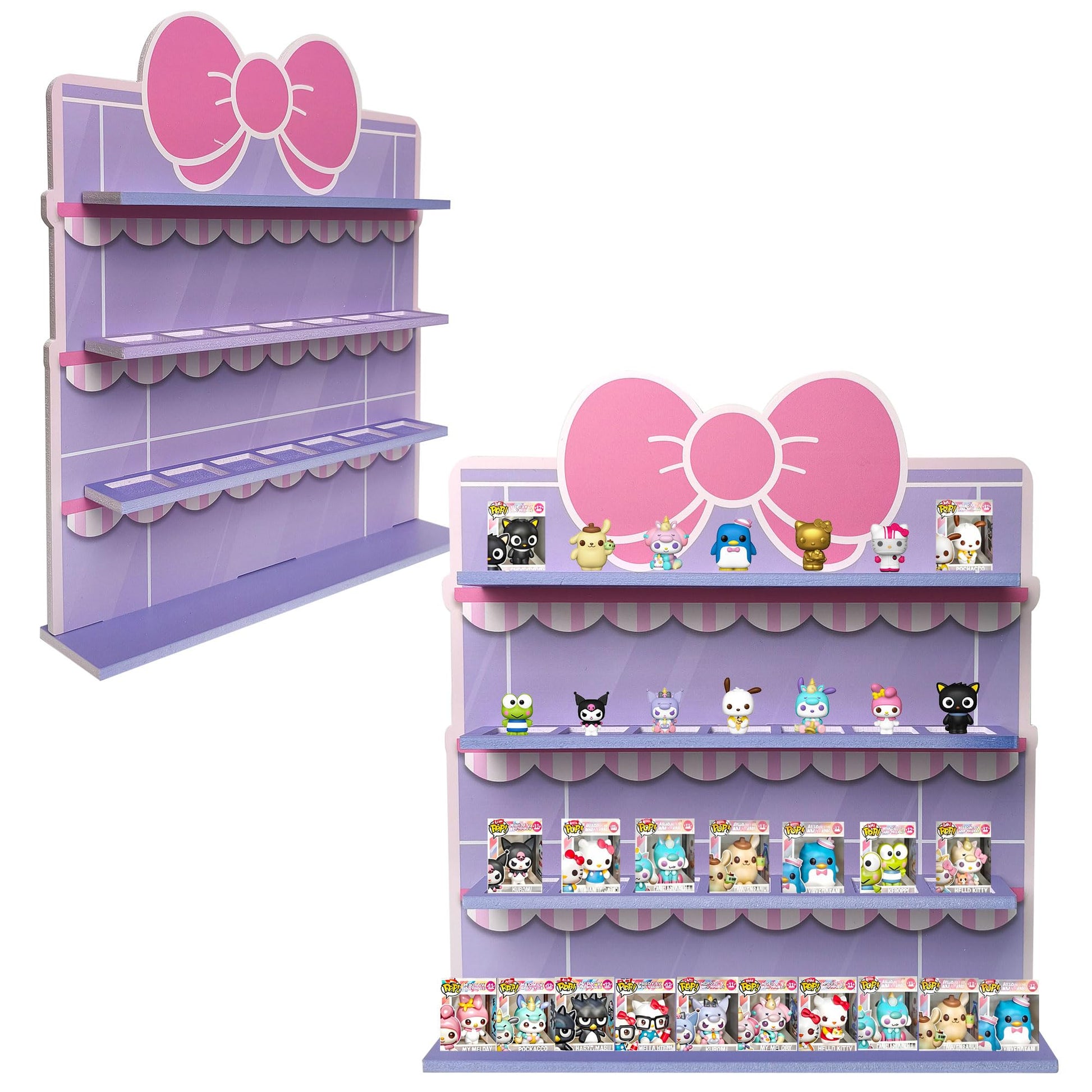 AUFGELD Display Shelf Compatible with Funko Bitty Kitty Series, Kitty Bow Design Organizer for Bitty Pop, Wallmountable Cute Bow Shape, Displays 31