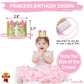 First Birthday Decorations for Girl | 1st Baby Girl Number 1 Balloon, Happy Birthday Banner, “One” Cake Topper, Star Garland, Marble Pink, Gold