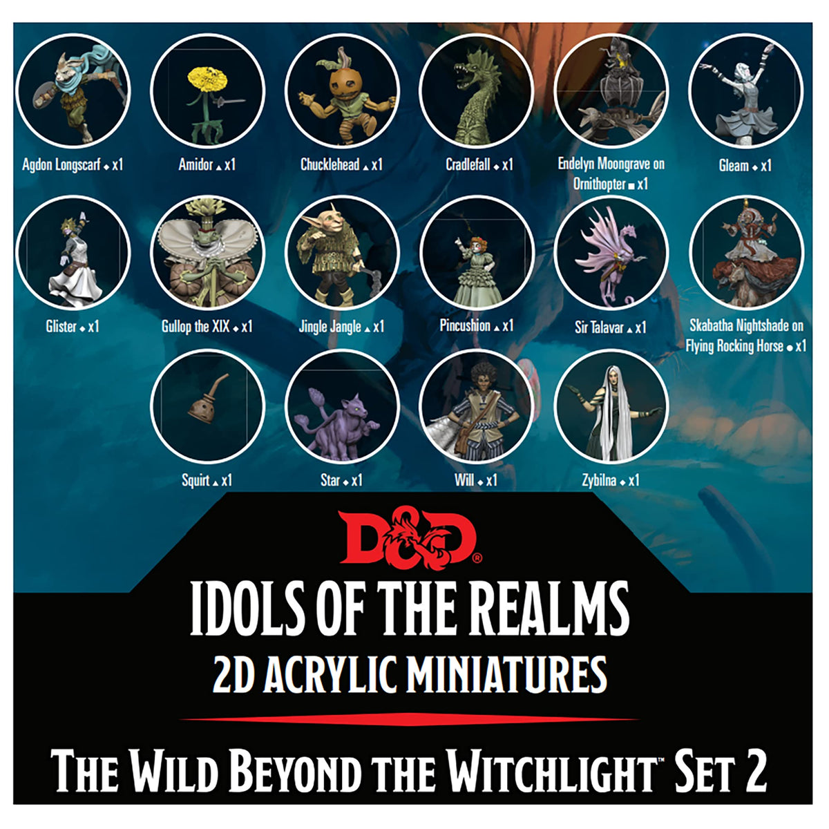 WizKids D&D Idols of The Realms: The Wild Beyond The Witchlight : 2D Set 2 - 20pc Dungeons & Dragons 2D Acrylic Miniatures - RPG