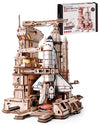 ROBOTIME 3D Space Shuttle Wooden Puzzle for Adults, Dynamic Rocket Launch Model Building Kits with Lights, AS Home Desktop Decoration for Men Gifts