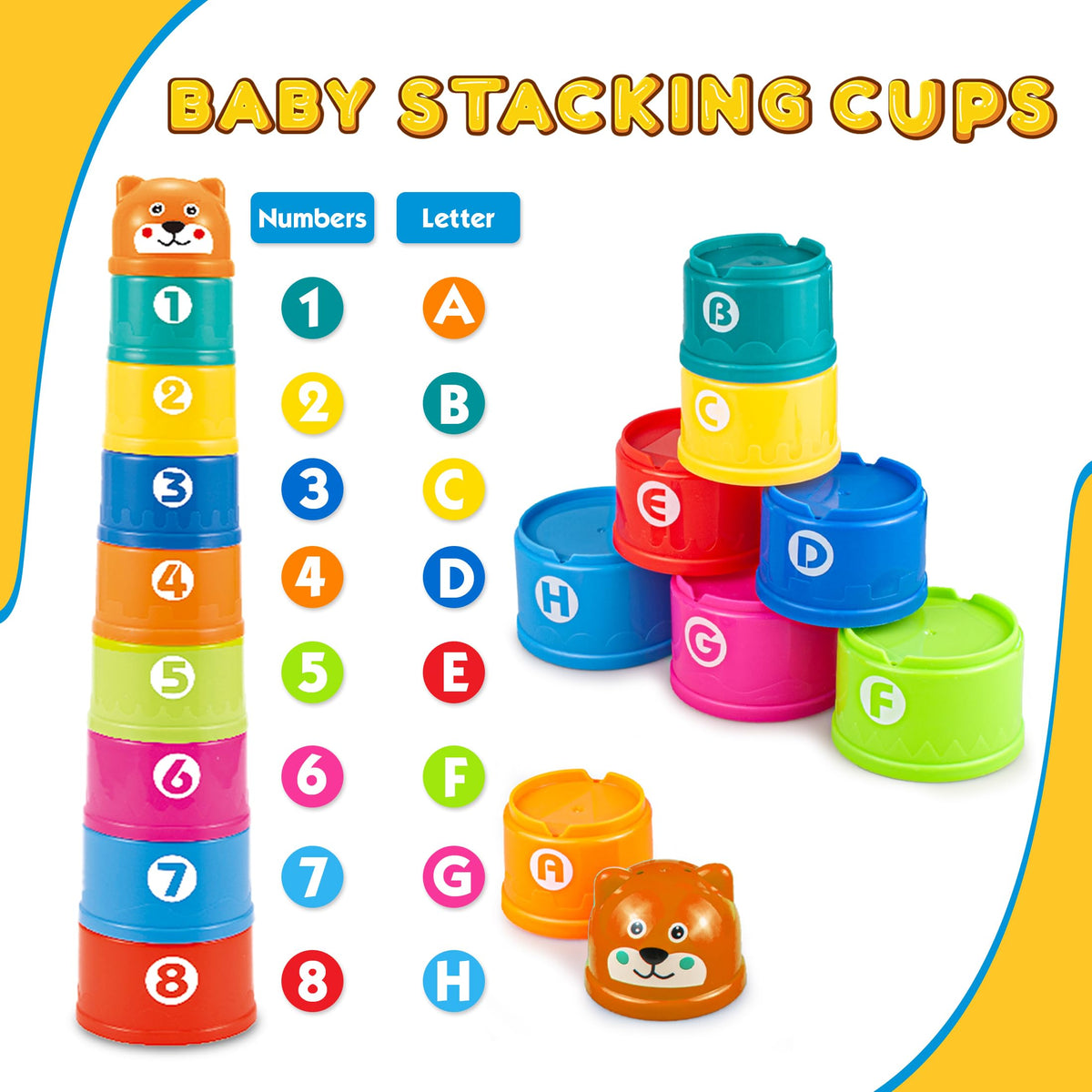 SYUUKH 6 in1 Baby Toys 6-12 Months?Infant Toys 6-12 Months?Incl 12pc Soft Stacking Blocks &Silicone Pull String & Manhattan Ball& 2 Stacking Toys