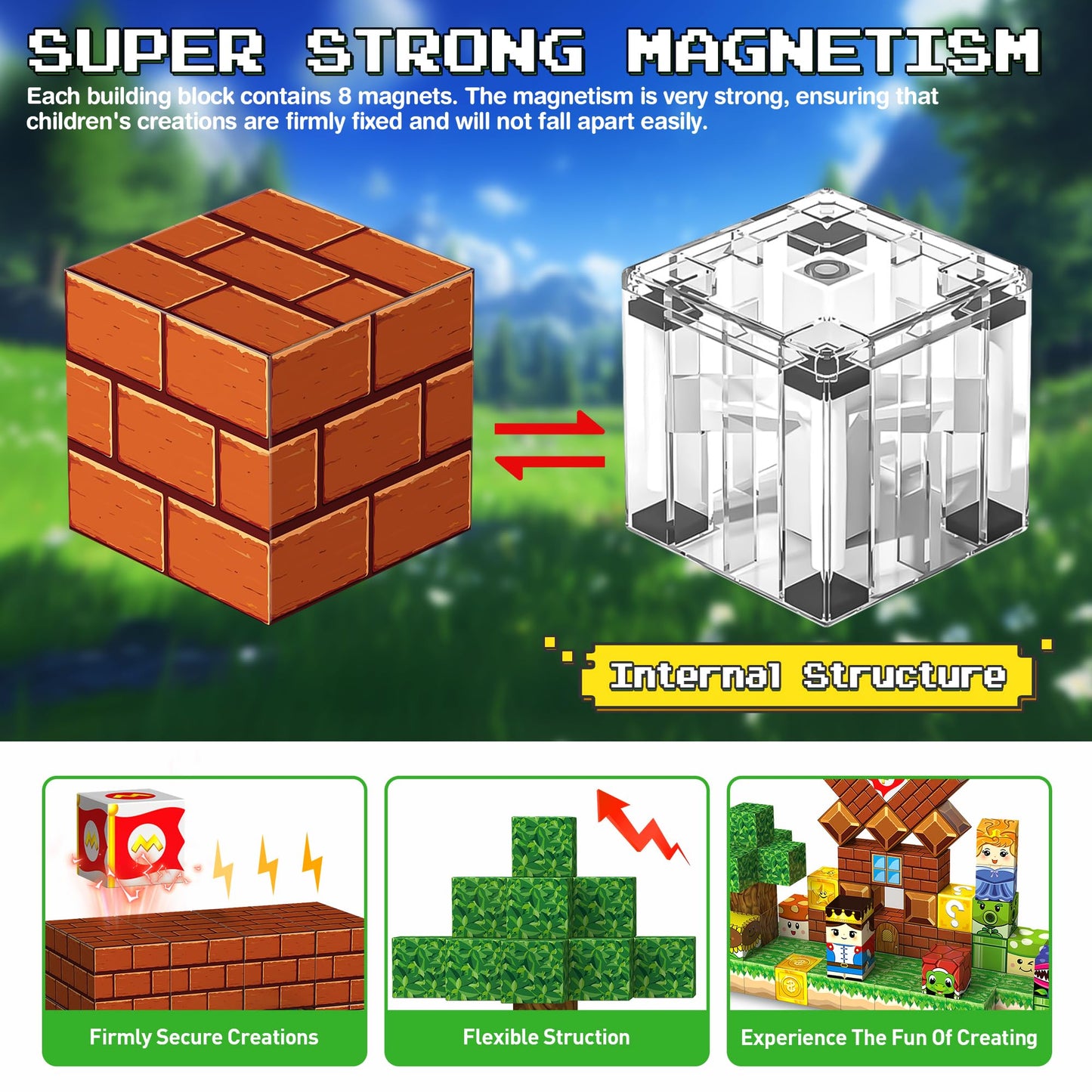 Inknows Magnetic Building Blocks for Kids Ages 4-8, Magnet Cubes Blocks for Boys & Girls, STEM Building Game Sensory Outdoor Toys Christmas Birthday