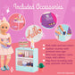 Glitter Girls - 14-Inch Doll Accessories - Shop Terrace Playset with 60+ Pieces - Patio Furniture Set - Table & Chairs for Sweet Shop - Play Food &