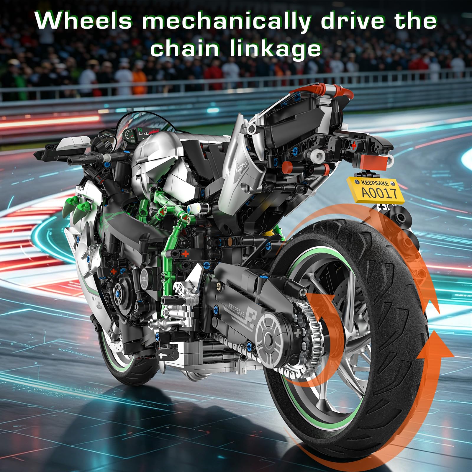 Flubecrux Technical Motorcycle Building Block Sets, 1:5 Motorbike Building Toys Collectible Display Model Kits with Display Stand Fathers Day Birthday