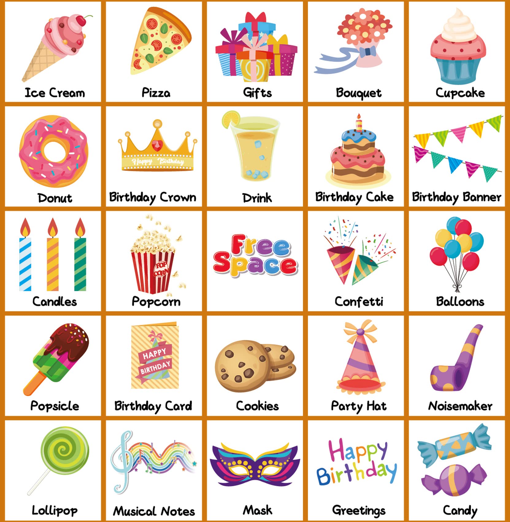 LETILY Birthday Bingo Game 24 Players for Kids - Fun and Festive Patterns for a Memorable Birthday Party