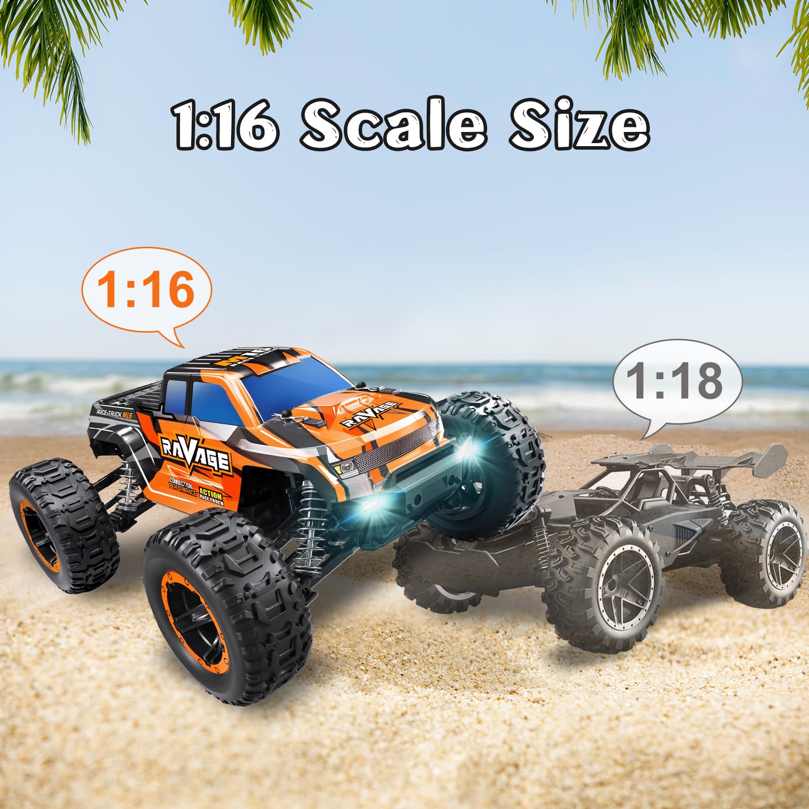 Loolinn | Durable RC Cars for Kids - Hobby Grade, 1/16 RC Truck, Top Speed 19mph, Adjustable Speed, Off-Road, 4WD - Upgradeable Remote Control Car