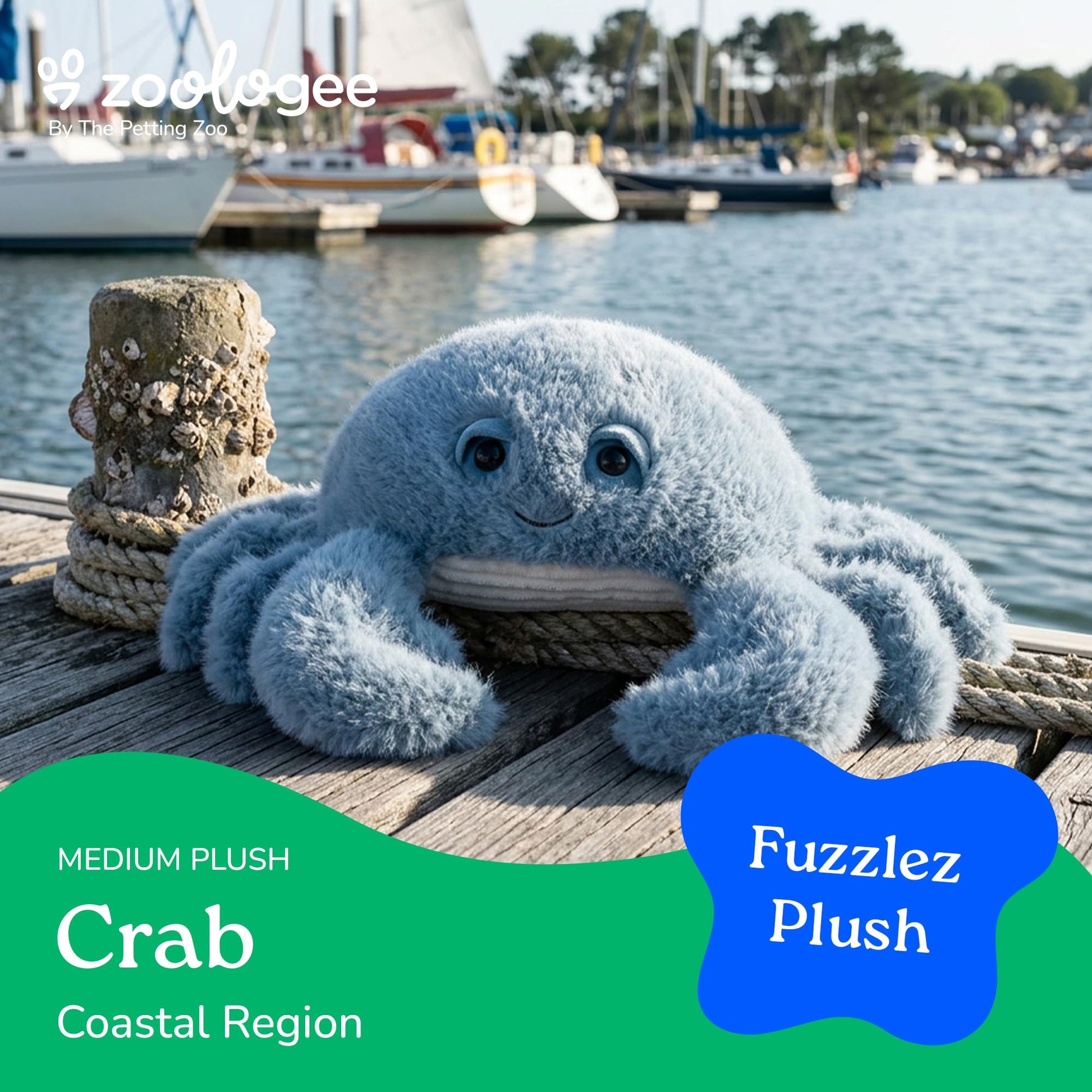 The Petting Zoo Crab Stuffed Animal Plushie, Gifts for Kids, Fuzzlez Sealife Animals, Blue Crab Plush Toy 12 Inches
