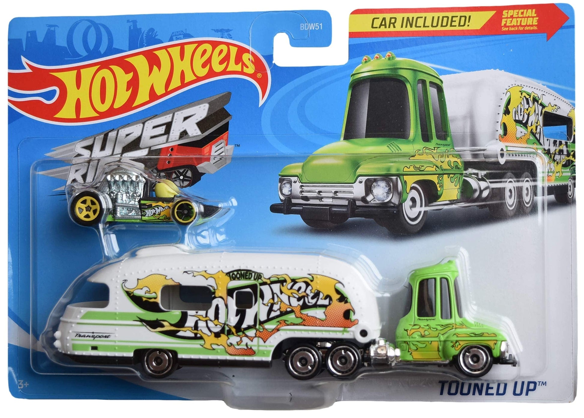 Hot Wheels Super Rigs Tooned Up, [Green/White] car Included