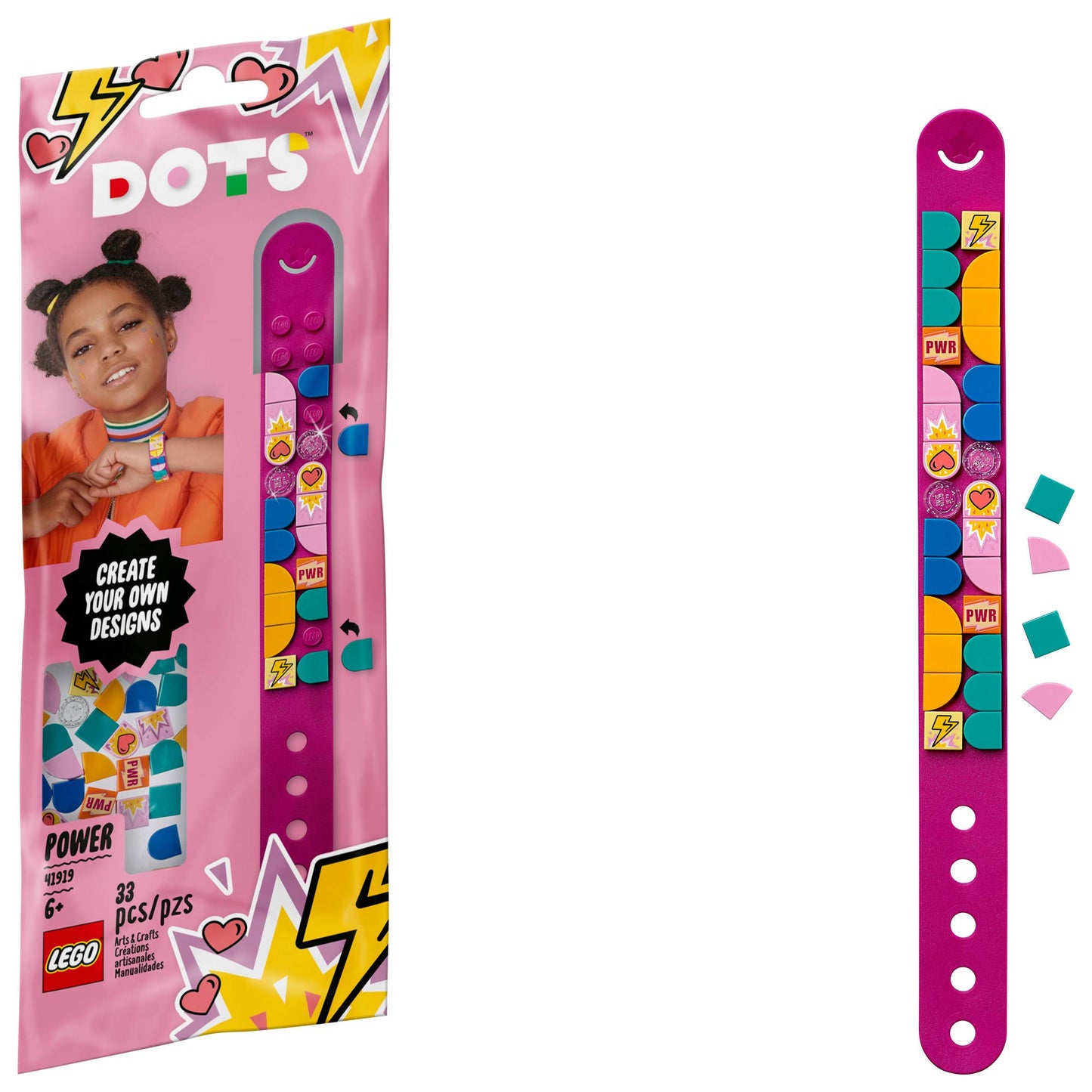 LEGO DOTS Power Bracelet 41919 DIY Creative Craft Kit for Kids Who Like Creative Gifts and Designing Bracelets, Makes an Excellent Gift (33 Pieces)
