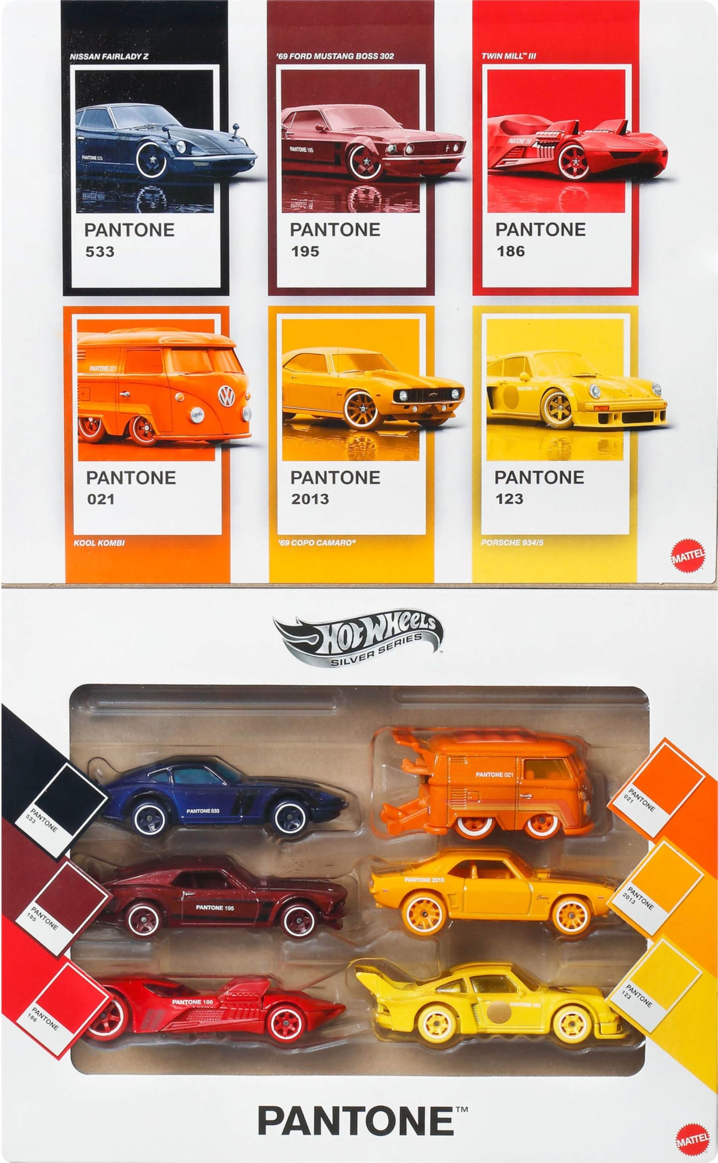 Hot Wheels Toy Cars & Van Multipack, Collectible Pantone 1:64 Scale Die-Cast Vehicles Featuring Classic Colors & Artistic Packaging
