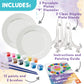 MindWare Paint Your Own Porcelain Plates - Kit Includes 2 Porcelain Plates, 12 Paints, 2 Paint Brushes, and 2 Stands