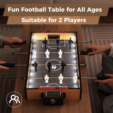 Goplus Foosball Table, 20 Inch Mini Soccer Game Table with LED Lights, 2 Footballs, Non-Slip Handle, Indoor Portable Table Top Football Table for Kids