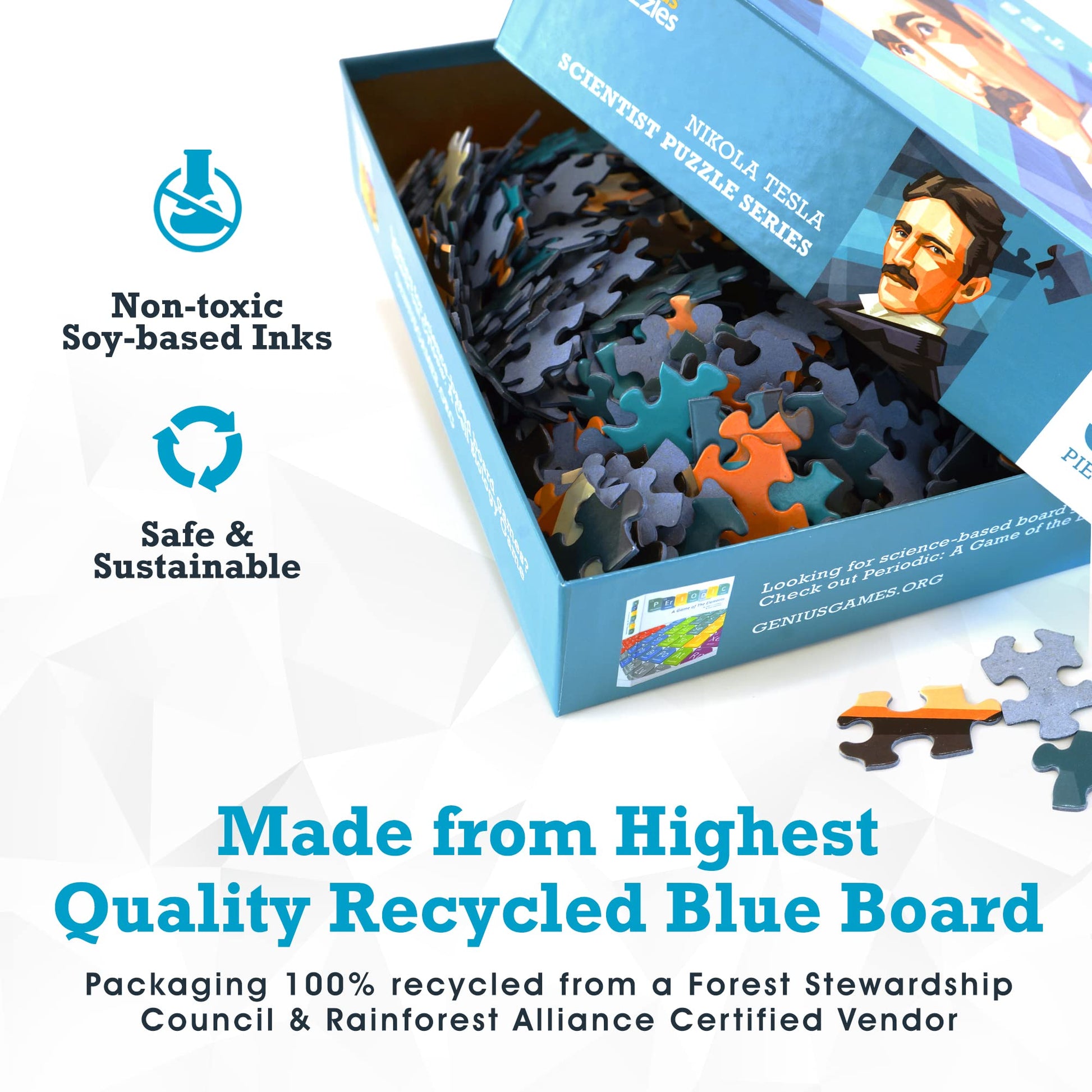 Nikola Tesla Jigsaw Puzzle - Chemistry Puzzles Great as Science Gifts - 500 Puzzle Pieces - Kid & Adult Puzzles - Unique Art Display for Home, School
