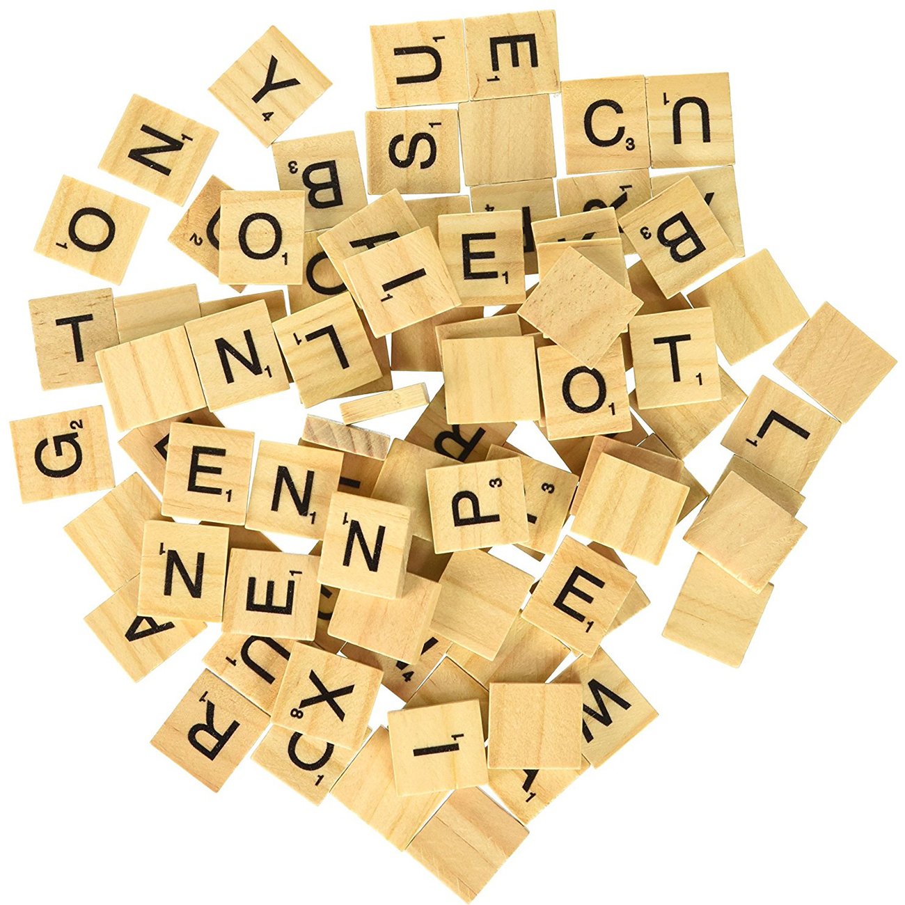 Sunnyglade 1000PCS Wood Letter Tiles/Wooden Scrabble Tiles A-Z Capital Letters for Crafts, Pendants, Spelling (1000PCS)