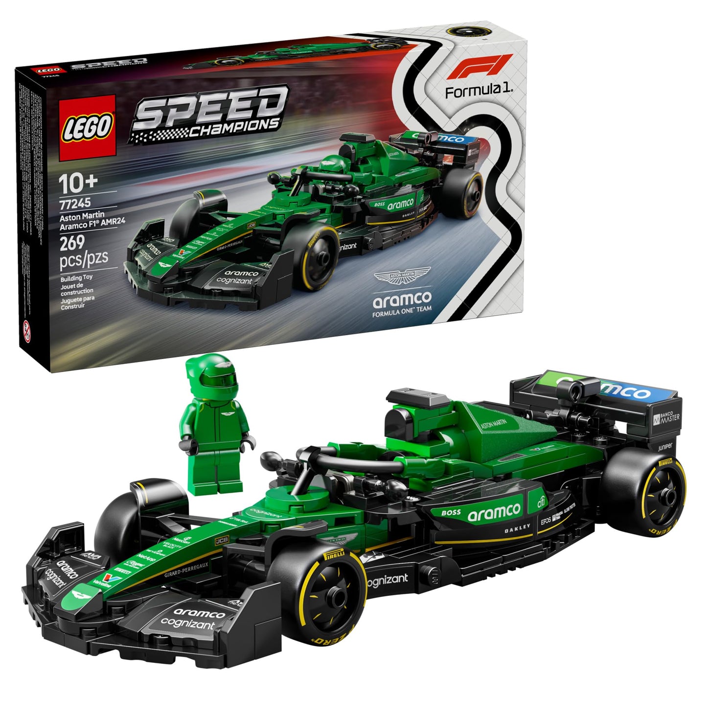 LEGO Speed Champions Aston Martin Aramco F1 AMR24 Race Car Toy - Building Set for Kids, Boys & Girls, Ages 10+ - Toy Car for F1 Fans - Gift Idea for